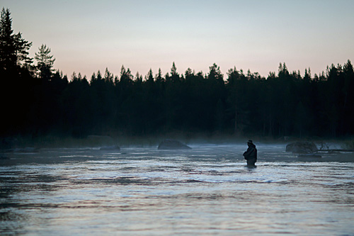 Flugfiskare i älv Särna Camping, Foto Joakim Blomkvist